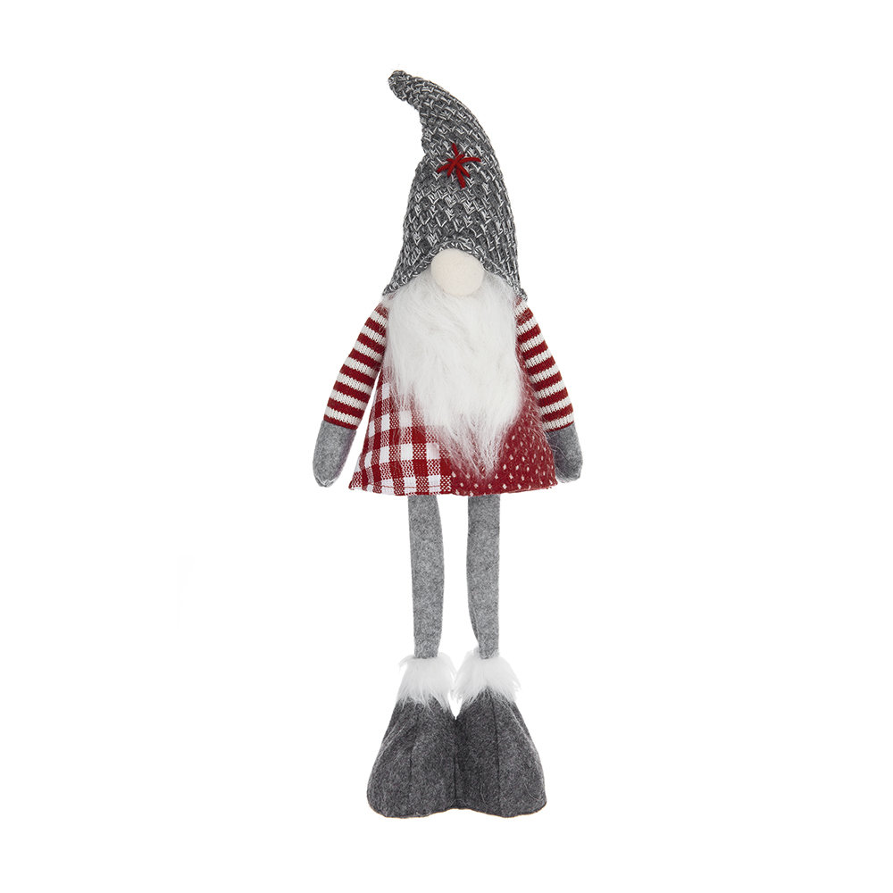 The Holiday Aisle Fabric Standing Gnome With Hat And Plaid Cloth Wayfair